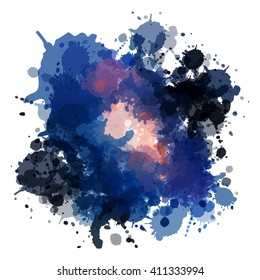Chaotic colorful dabs, abstract background. Vector element for your design.