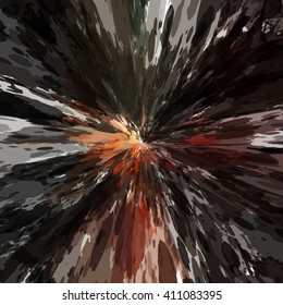 Chaotic colorful dabs. Abstract concave background. Vector element for your design.