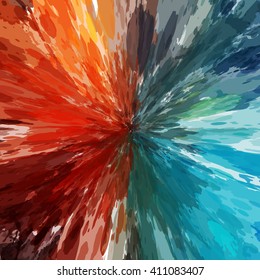 Chaotic colorful dabs. Abstract concave background. Vector element for your design.
