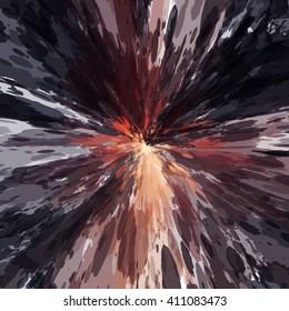 Chaotic colorful dabs. Abstract concave background. Vector element for your design.