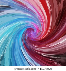 Chaotic colorful dabs. Abstract spiral background. Vector element for your design.
