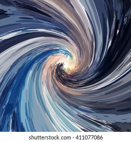 Chaotic colorful dabs. Abstract spiral background. Vector element for your design.