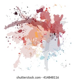 Chaotic colorful dabs on a white background. A vector element for your design.