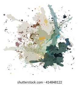 Chaotic colorful dabs on a white background. A vector element for your design.