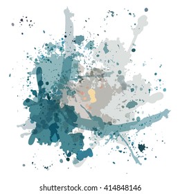 Chaotic colorful dabs on a white background. A vector element for your design.