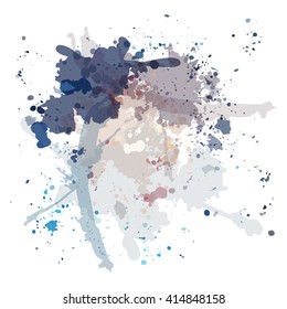 Chaotic colorful dabs on a white background. A vector element for your design.