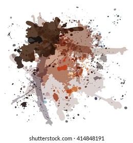 Chaotic colorful dabs on a white background. A vector element for your design.