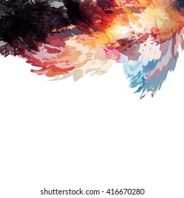Chaotic colorful dabs on a white background. A vector element for your design.