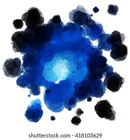 Chaotic colorful dabs on a white background. A vector element for your design.