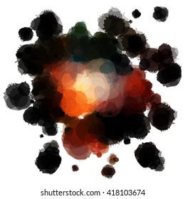 Chaotic colorful dabs on a white background. A vector element for your design.