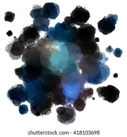 Chaotic colorful dabs on a white background. A vector element for your design.