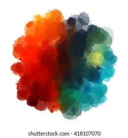 Chaotic colorful dabs on a white background. A vector element for your design.