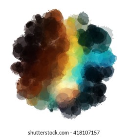 Chaotic colorful dabs on a white background. A vector element for your design.