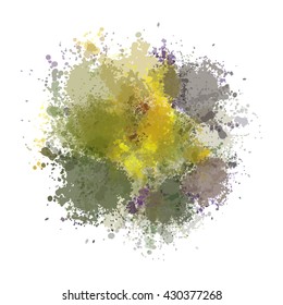 Chaotic colorful dabs on a white background. A vector element for your design.