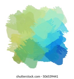 Chaotic colorful dabs on a white background. A vector element for your design.