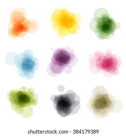 Chaotic colorful dabs set on a white background. A vector element for your design.