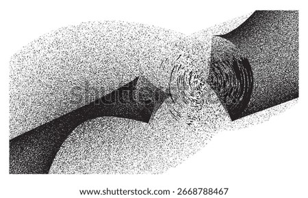 Chaotic Convergence, Abstract Grainy Vortex with Infinite Flow – Halftone Spiral Design.