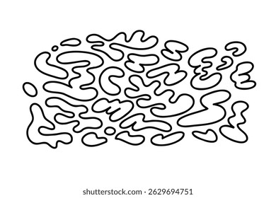 Chaotic curved lines. Doodle. Vector background.