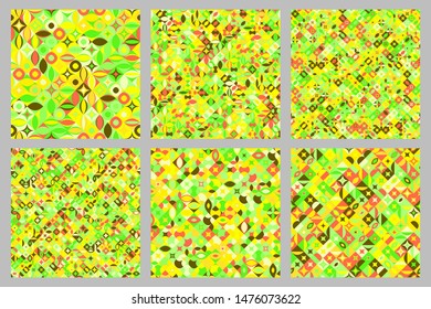 Chaotic curved shape pattern background design set - abstract vector illustration