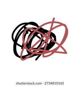 chaotic dark colored ink strokes creating a small energetic ball of lines