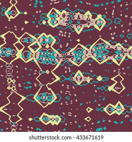 Chaotic diagonal ornaments - vector seamless pattern.