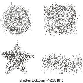 Chaotic dots forming shapes round, square, star and tape. Grunge background. Texture to give the effect of Distressed. Dust Overlay Distress Grunge Grain Vector Texture.  Texture Grunge.Vector Texture