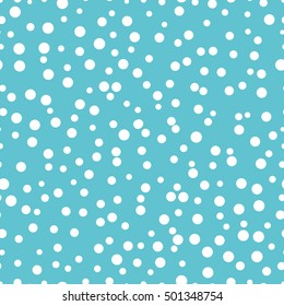 Chaotic dots on a blue background like a round snowflake Winter pattern Snowflakes seamless background Snowflakes seamless pattern Snow background Snowfall Snowfall pattern vector