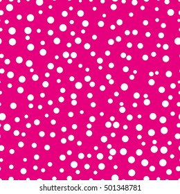 Chaotic dots on a magenta background Dots Seamless Pattern Dots Seamless Background White Dots Wallpaper Circles seamless pattern Circles seamless background. White circles of different sizes