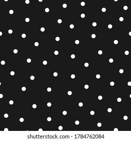 Chaotic dots seamless monochrome patterns, polka dot print for textiles, fashion, landscape paper, wallpaper. Vector graphics.