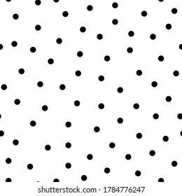 Chaotic dots seamless monochrome patterns, polka dot print for textiles, fashion, landscape paper, wallpaper. Vector graphics.