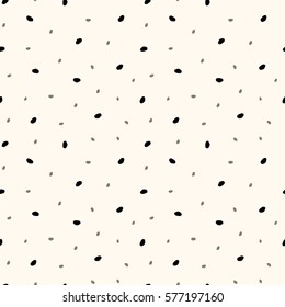 Chaotic dots, spots and blobs  seamless pattern. Hand drawn abstract background, black and white. Endless texture for website, print, card, decoration, cover, fabric, wrapping. Vector eps 10