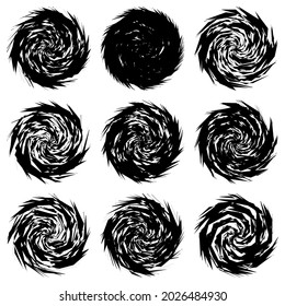 Chaotic, edgy, sharp, shrill textured geometric random radial abstract art element