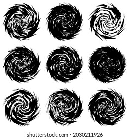 Chaotic, edgy, sharp, shrill textured geometric random radial abstract art element