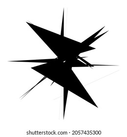 Chaotic, edgy, sharp, shrill textured geometric random radial abstract art element