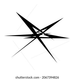 Chaotic, edgy, sharp, shrill textured geometric random radial abstract art element