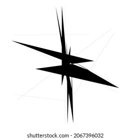 Chaotic, edgy, sharp, shrill textured geometric random radial abstract art element