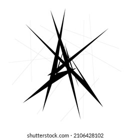 Chaotic, edgy, sharp, shrill textured geometric random radial abstract art element