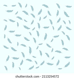 Chaotic feathers on a blue background