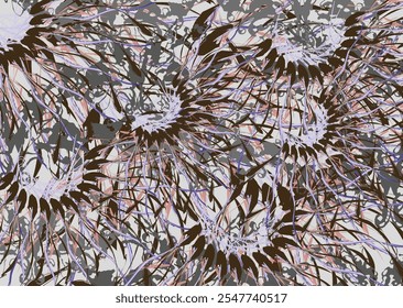 Chaotische bloemen- en vlindermotieven voor textiel of stoffen. Koraalmotieven voor modetrends, bedrijfsconcepten, hoezen, behang, interieuroplossingen, tegels, prints, dynamische posters, enz. vector
