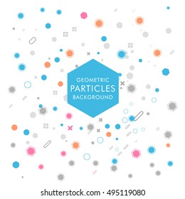 Chaotic geometric colorful particles background