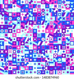 Chaotic geometrical pattern background design - colorful abstract vector graphic