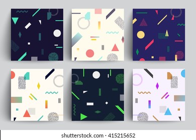 Chaotic geometry backgrounds set. Applicable for covers, placards, posters, flyers and banner designs.