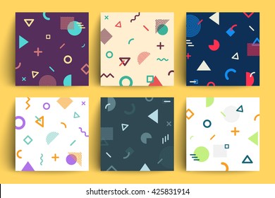 Chaotic geometry backgrounds set. Applicable for covers, placards, posters, flyers and banner designs.