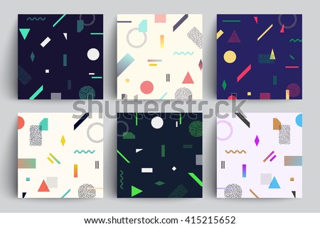 Chaotic geometry backgrounds set. Applicable for covers, placards, posters, flyers and banner designs.