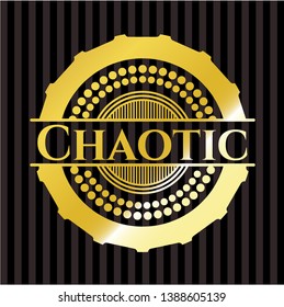 Chaotic gold shiny emblem. Vector Illustration. Detailed.