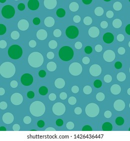 Chaotic green circles seamless pattern. Minimalistic elements wallpaper. Simple background. Vector illustration