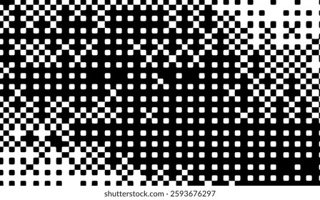 Chaotic Grid, A Dynamic Interplay of Black and White Squares Creating an Abstract and Intricate Visual Composition with Varying Densities
