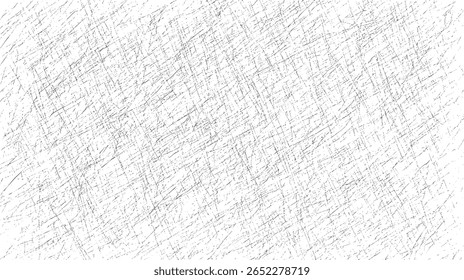 Textura caótica grunge scratch com linhas diagonais e de interseção. Abstrato projeto de sobreposição angustiado sobre fundo branco. Vintage ruidoso padrão arte.
