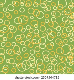 chaotic hand drawn circles. vector seamless pattern. green repetitive background. fabric swatch. wrapping paper. hand drawn geometric illustration. continuous design template for textile, decor, linen