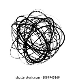 Chaotic hand drawn scribble circles isolated on white